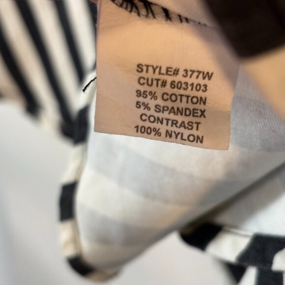 Eva Franco Black & Cream Striped Dress Women's Size L - Picture 7 of 8